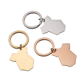 Mirror Polished Custom Made Engraved Stainless Steel Clothes Pendant Keychains for Promotional Gift