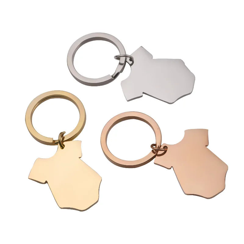 Mirror Polished Custom Made Engraved Stainless Steel Clothes Pendant Keychains for Promotional Gift