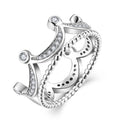 Luxury Minimalist White Gold Plated Crown Ring Delicate Diamond Cubic Zircon Inlaid Wedding Jewelry for Women