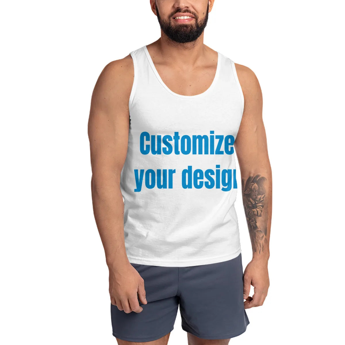 Wholesale Custom Logo Men's Workout Tank Top Breathable Polyester Knitted Weave Muscle Sleeveless Casual Wear in Plus Size 4XL