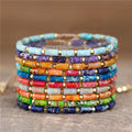 Boho 4mm Natural Stone Tube Beads Bracelet Handmade Tibetan Stretch Yoga Adjustable for Men Women Girl Jewelry Gift Wholesale