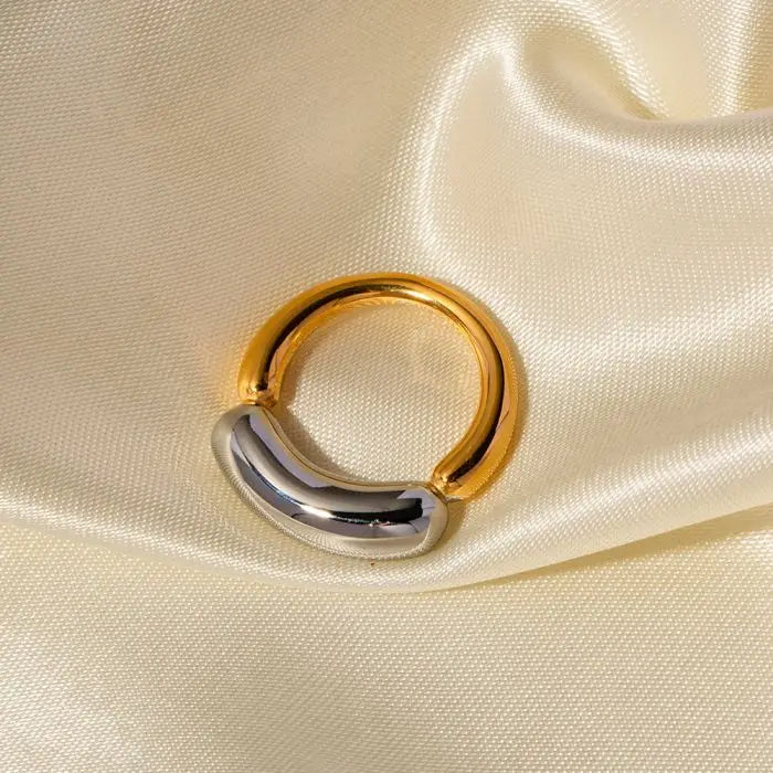 Wholesale Fashion Jewelry Rings 18K Gold Plated Stainless Steel Arch Rings Jewelry Women YRS112