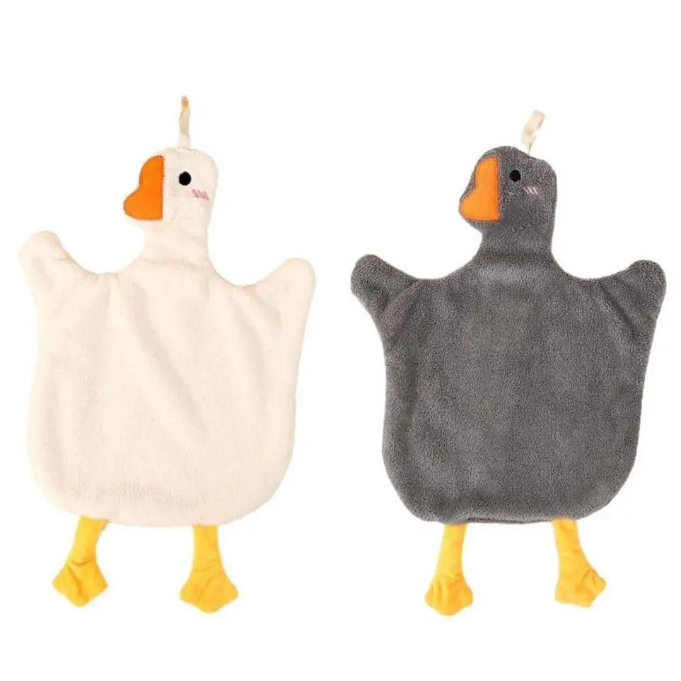 Cute Animals Hand Towels Set for Kitchen Absorbent Soft Coral Velvet Hand Dry Towel with Hanging Loop