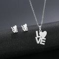 New Love Necklace Women's Simple Necklace Earnail Set Stainless Steel I Love You Collarbone Chain Jewelry Wholesale