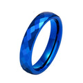 Fashion Jewelry Faceted Hammered 4mm Tungsten Carbide Blue Ring for Woman