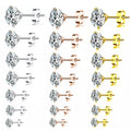 ZF Hot Sales 7 Pairs Stud Earrings Set Hypoallergenic 316L Earrings Stainless Steel Cubic Zirconia  CZ Earrings 2-8mm
