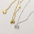 Daidan Gold Plated Necklace Fine Jewelry Clavicle Silver Bow S925 Female Bow Pendant Necklace