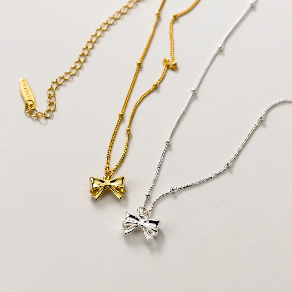 Daidan Gold Plated Necklace Fine Jewelry Clavicle Silver Bow S925 Female Bow Pendant Necklace