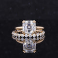 Starsgem 14k Sets of Rings Yellow Gold 2 Pieces Wedding Gold Ring Sets Asscher Cut Moissanite Rings Set Free Shipping