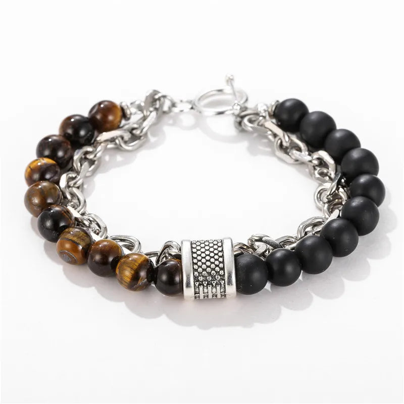 Fashion 2020 New Fashion Men Bracelet Sets Trendy Handmade Classic Strand Stone Beaded Bracelet for Men Jewelry Gift