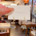 S925 Silver Needle Korean Light Luxury Crystal Bow Earrings Sparkling Zircon Stud Earrings Zircon Bow Crystal Huggie Earrings