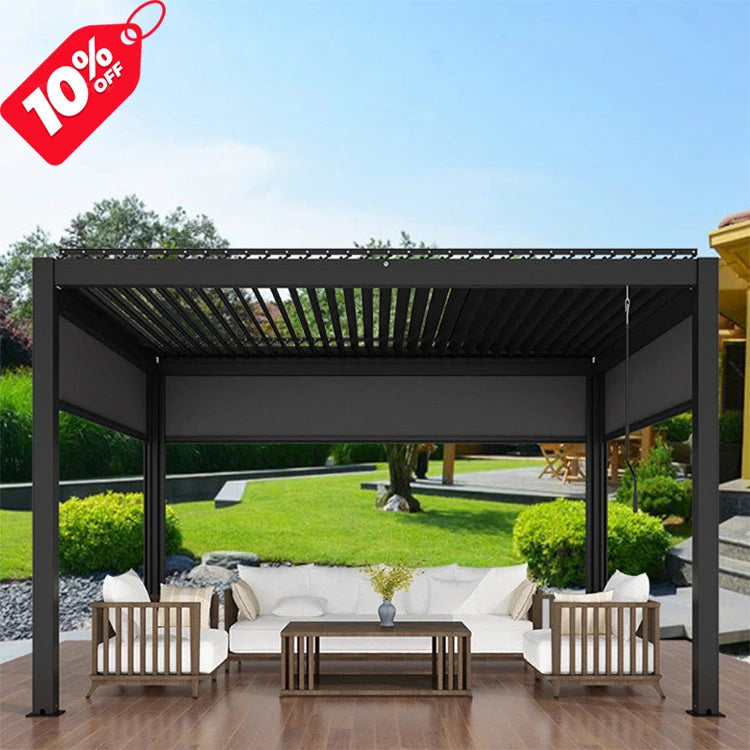 European Style 3x3m Waterproof Outdoor Manual Aluminium Louvre Roof Pergola for Sale