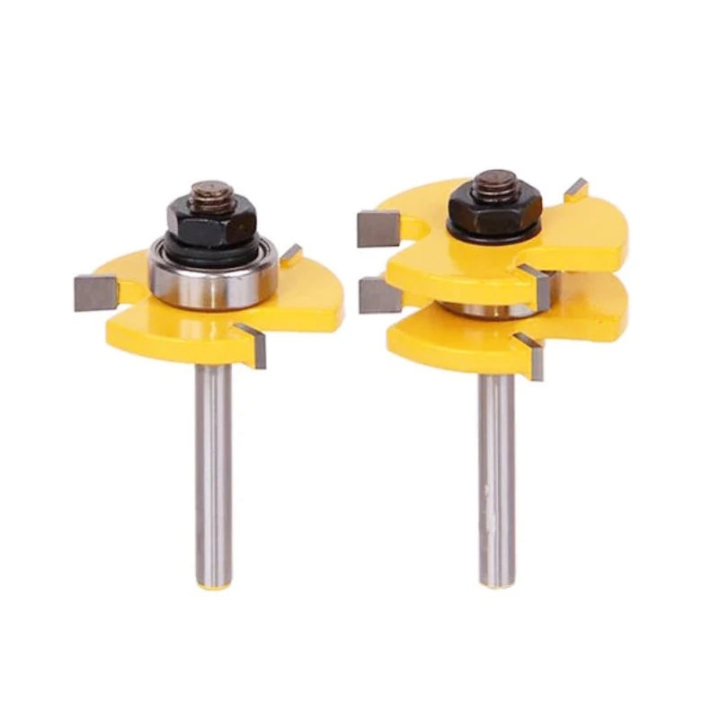 2pcs 6.35mm Shank 1/4 Carbide 3 Tooth Wood Slot Cutting Woodworking Slotting Joint Router Bits