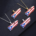Fashion Souvenirs Gift Non Tarnish Silver 18K Gold Plated Stainless Steel Enamel America Puerto Rico Map Necklace Jewelry