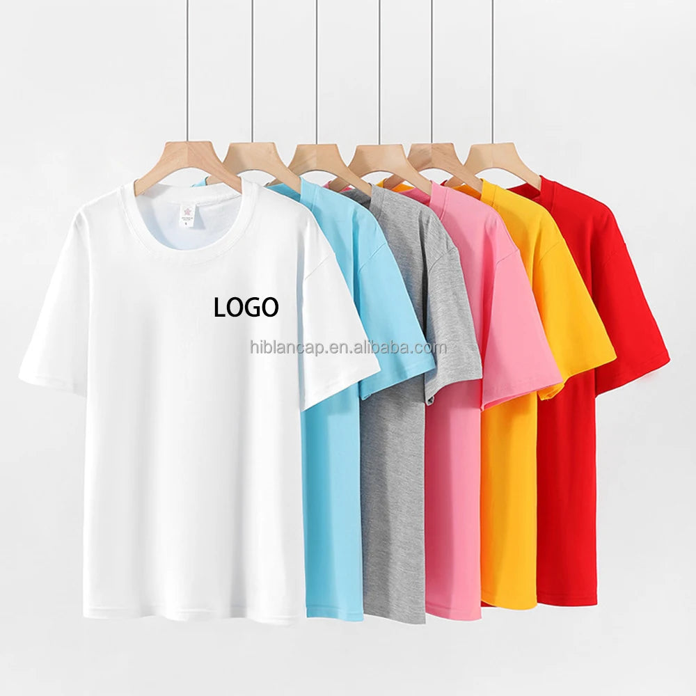 Custom Wholesale Men's Solid Jersey 100% Cotton 180g Loose Fit T-Shirts with Front Logo Printing High Quality Plus Size up 5XL