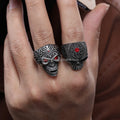 Punk New Stainless Steel Mens Cool Red Eyes Skull Head Biker Signet Rings for Men Jewelry Gifts