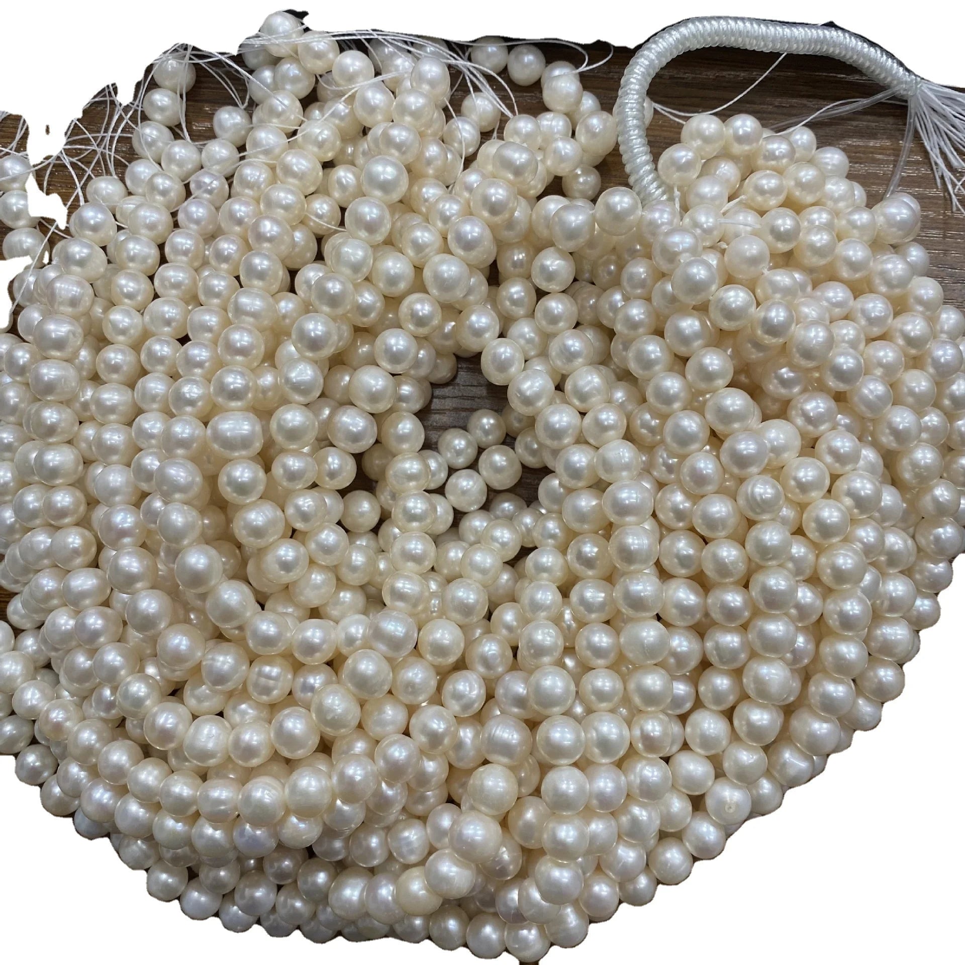 5-6mm 6-7mm 7-8mm 8-9mm 9-10mm Natural White Freshwater Round Pearls with Straight Hole RZ Brand for Jewelry Making