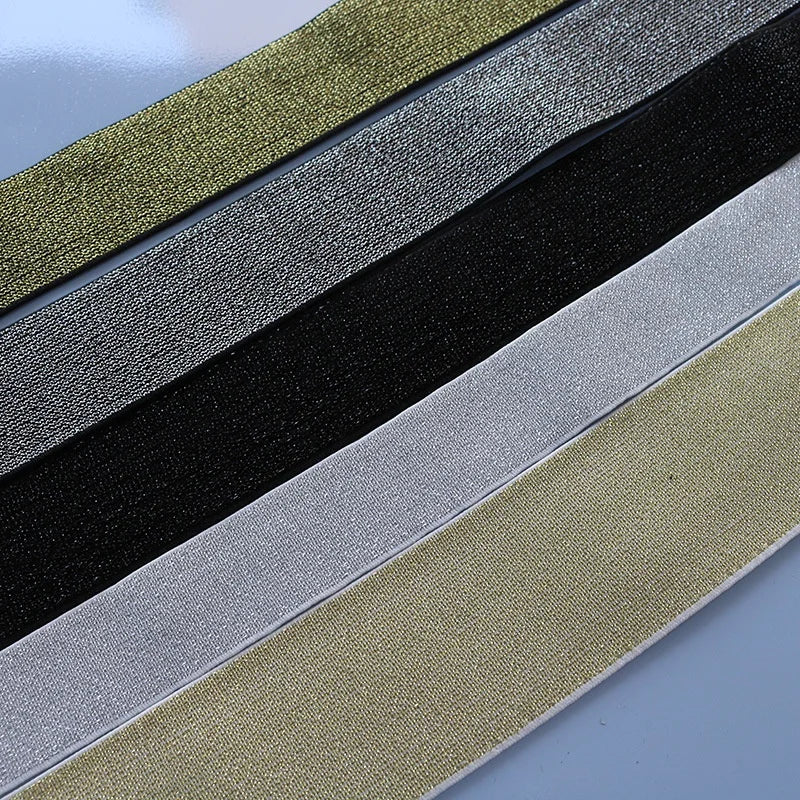 Wholesale 100% Polyester Stock Colors Lurex Webbing Elastic Band 15-50mm Width Eco-Friendly for Dress Waistband
