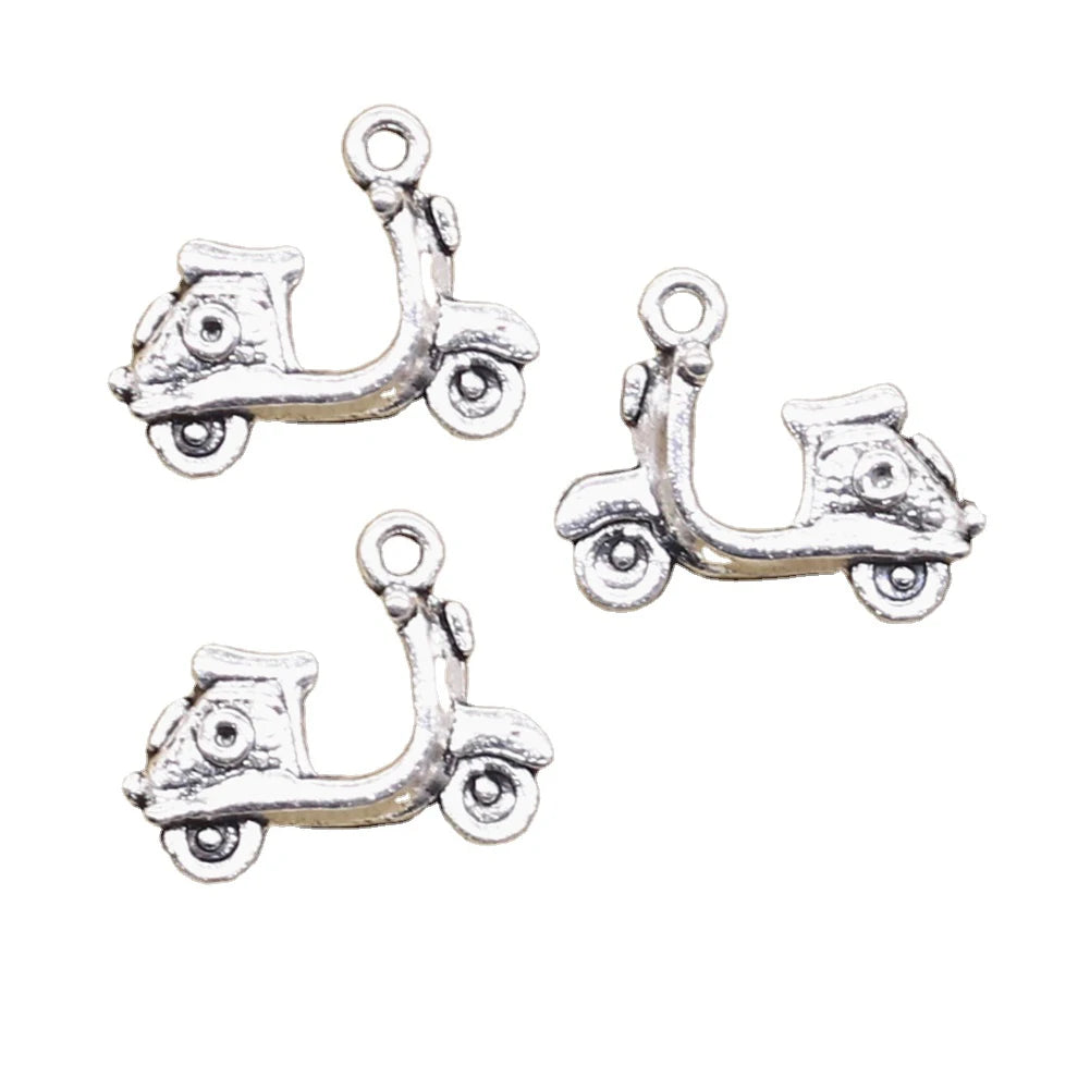 Charms Motorcycle Scooter Autocycle 15x19mm Tibetan Silver Color Pendants Antique Jewelry Making DIY Handmade Craft