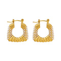 French C-shaped Earrings Stainless Steel Imitation Pearl U-shaped Earrings