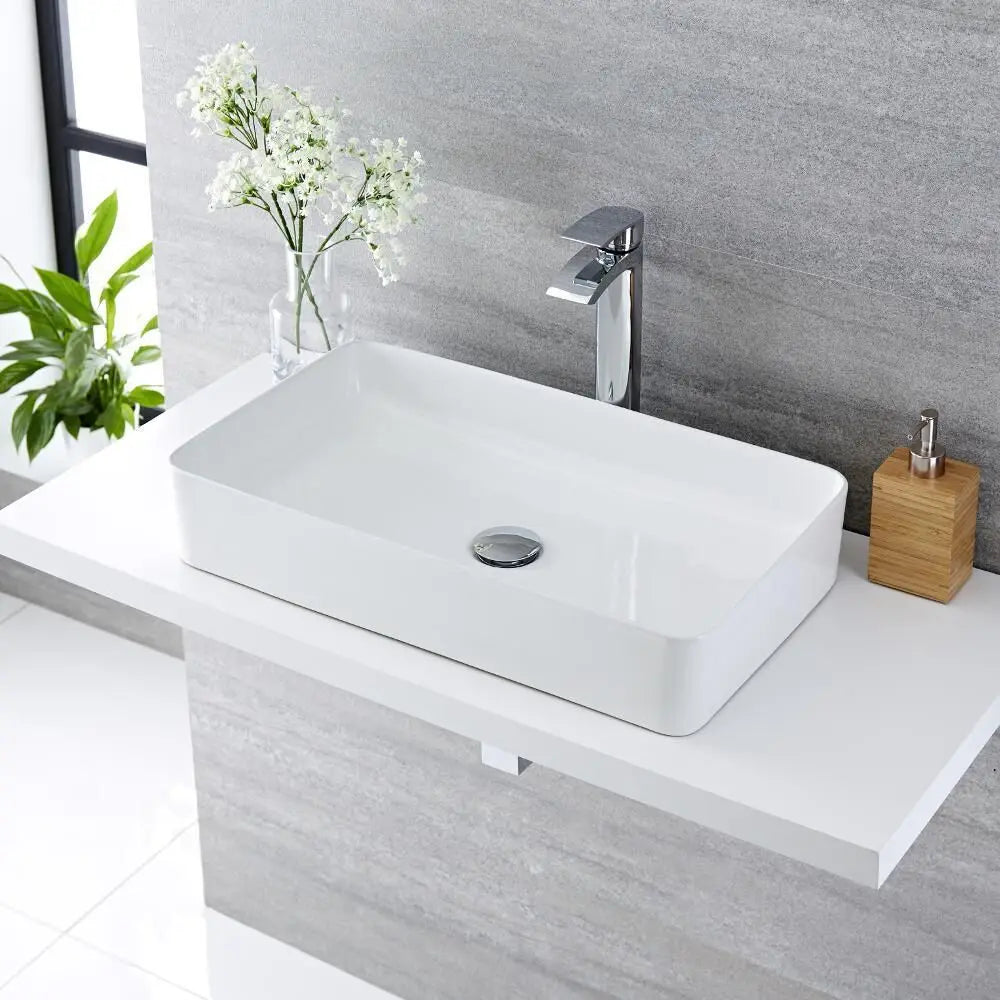 Sanitary Ware Bacia De Banheiro White Modern Rectangular Countertop Basin