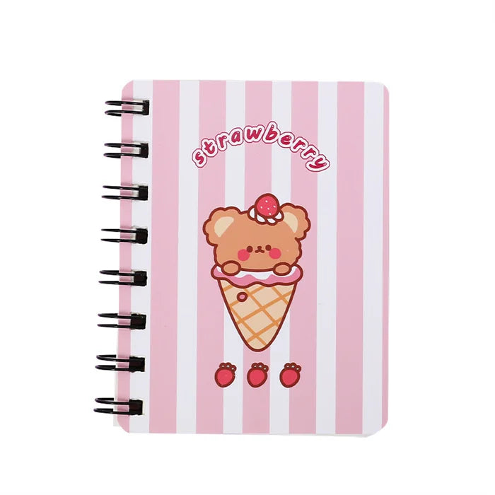 Cartoon Cover Mini Pocket Blank Beige 360 Degree Turn Coil Paper Notebook