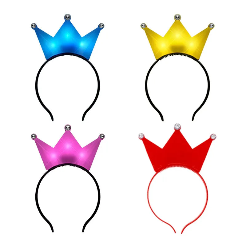 Girl Princess Crown Led Flashing Headband Birthday Party Led Plastic Crown Headband Led Light up Crown Headband