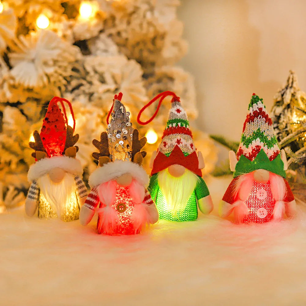 LED Christmas Elf Goblin Xmas No Face Doll for Lovers for Girls Dollhouse Kit New Year Holiday Decoration