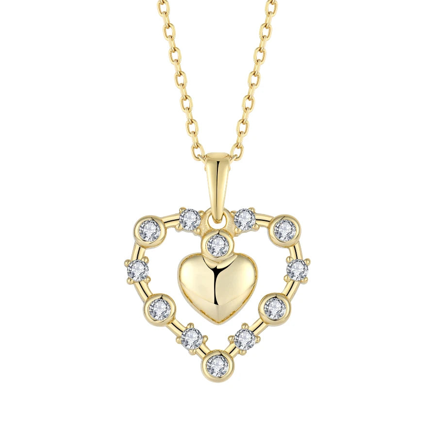 Custom 18k Gold Plated Heart Pendant Necklace Zircon S925 Sterling Silver Heart Twist Necklace Pendant for Valentine's Day Gift