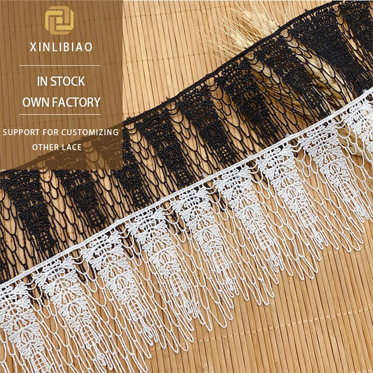 Polyester Fringed Lace Home Textile Curtains with Embroidered Fringed Lace Trim and Multi-color Water-soluble Lace Decoration