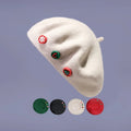 Wholesale Latest Style Winter Christmas Collection Cute Lady Beret Embroidered Wool Boina Outdoor Warm Custom Logo Beret for
