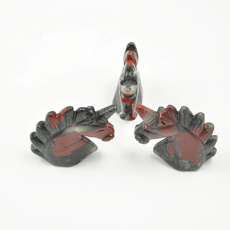 Huiying Natural Crystal 50*45*20mm African Blood Stone Hand Animal Carvings Cute Horse