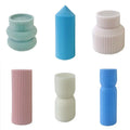 HY New Roman Column Candle Mold 3D Stripe Texture Silicone Sage Hourglass Cylinder Pillar Candle Mold