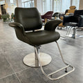 Black PU Leather Barber Chair Silver Base Modern Hairdressing Beauty Chair
