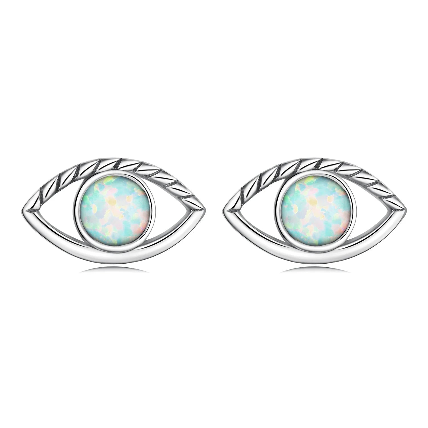 925 Sterling Silver Opal Devil's Eye Stud Earrings Fine Jewelry for Women for Anniversary & Wedding Hot Gift-SCE1540