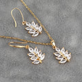 Gold Plated Trendy Jewelry Sets Leaf Shape Pendant Chain Charm Necklace and Designer Earrings Set Fashion Jewellery Women Girls