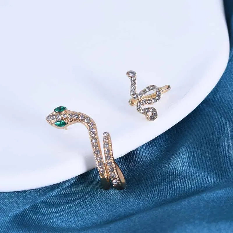 RisingMoon 2023 New Fashion Earrings Jewelry Punk Style Snake Zircon Stud Earrings for Women