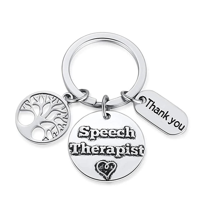 Speech Therapy Therapist Tree of Life Medical Metal Key Ring Holder Thank You Gift for Doctor Nurse Key Chain