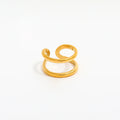 Joolim High End 18K Gold Plated Double-layer Cuff Open Rings for Women Stainless Steel Jewelry