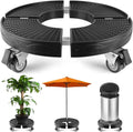Heavy Duty Adjustable 14-19 Inch Plant Stand Garden Round Rolling Plant Caddy with Lockable Caster Wheels
