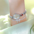 2025 Beautiful Sport Fashion Gifts Elegant Waterproof Oval Antique Women's Stainless Steel Band Quartz Movement Diamond Watch