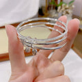 PFT White Copper Silver Plated Three Lives Three Generations Two Generations Happy Versatile Solid Closed Bangle Women's Trendy MegaBDM