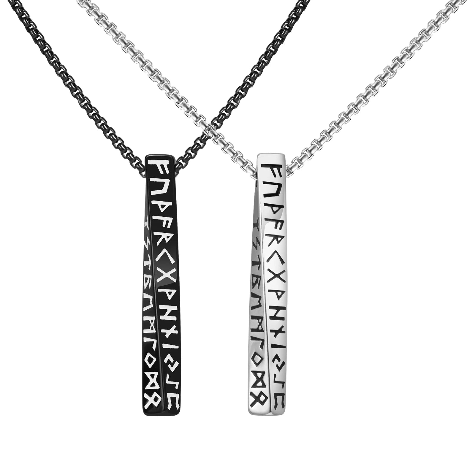 Vnox Charm Stainless Steel All Light Corrosion Matte Oil Viking Symbol Mobius Square Pearl Chain Necklace 2024