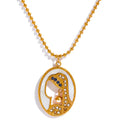 JINYOU 1539 Fashion Portrait Stainless Steel Pendant Chain Character Necklace Natural Shell Zircon High Quality Stylish Jewelry