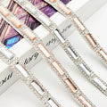 1cm Wide Self-Adhesive Rhinestone Ribbon Trim 5*15mm Rectangular Glass Crystal Flat Back Tape for DIY Clothing Bags Hats