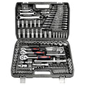 Professional 151-Piece Mechanics Tool Set 1/4\" 3/8\" 1/2\" Drive 24 Tooth Ratchet Socket Wrench Universal Metric CR-V Auto OEM