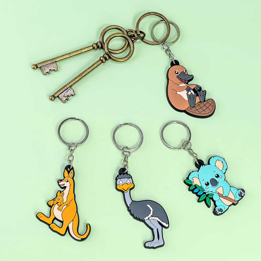 Trendy Australian Keychain Cute Wombat and Outback Desert Durable Keyring for Wildlife Fans and Business Gifts