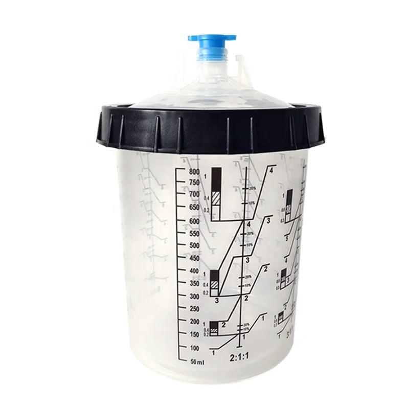 Car Spray Gun No-wash Paint Upper Can 800ml with Graduated Plastic Paint Mixed Disposable Inner Cup