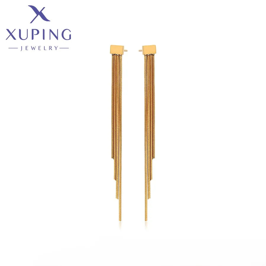 T000975820 XUPING JEWELRY 14K Gold Color Elegant Stainless Steel Korean Vintage Fashion Gold Plated Fine Earrings