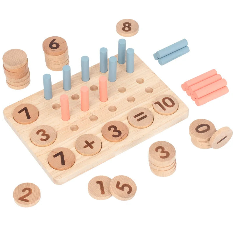 Montessori Math Teaching Aids Children Mathematics Counting Wooden Toy Educational Number Pairing Arithmetic Board Toys for Kids